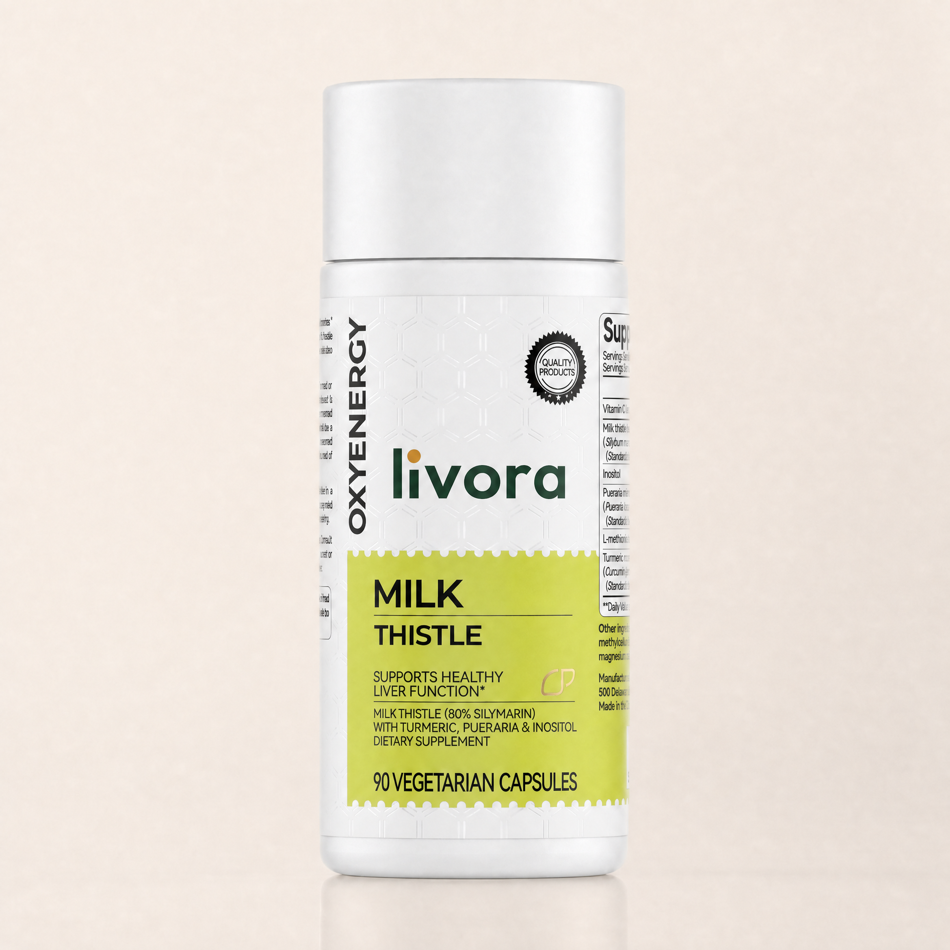 Frasco de Livora, cardo mariano 80% silimarina, 90 cápsulas vegetarianas