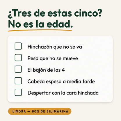 ¿Tres de estas cinco? No es la edad. Hinchazón, peso, bajón de las 4, cabeza espesa, cara hinchada